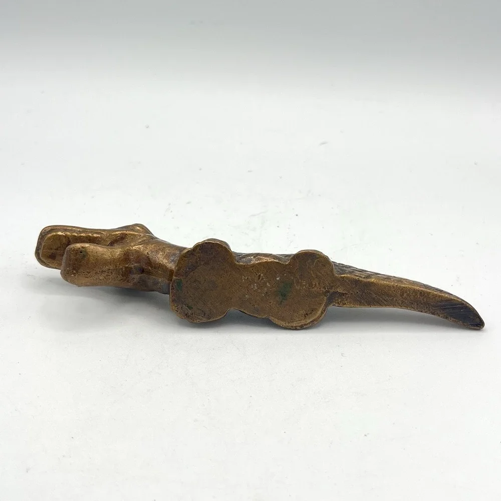 Vintage Solid Brass Alligator Crocodile Paperweight Figurine Bottle Opener